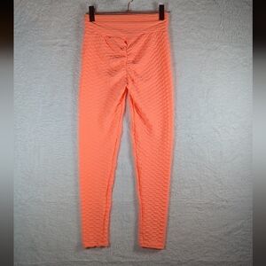 574-Textured Orange‎ Leggings M/L
